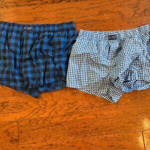 Two pairs plaid boxers or pajama shorts
